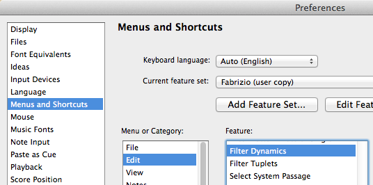 Keyboard Shortcut for Filter dynamics
